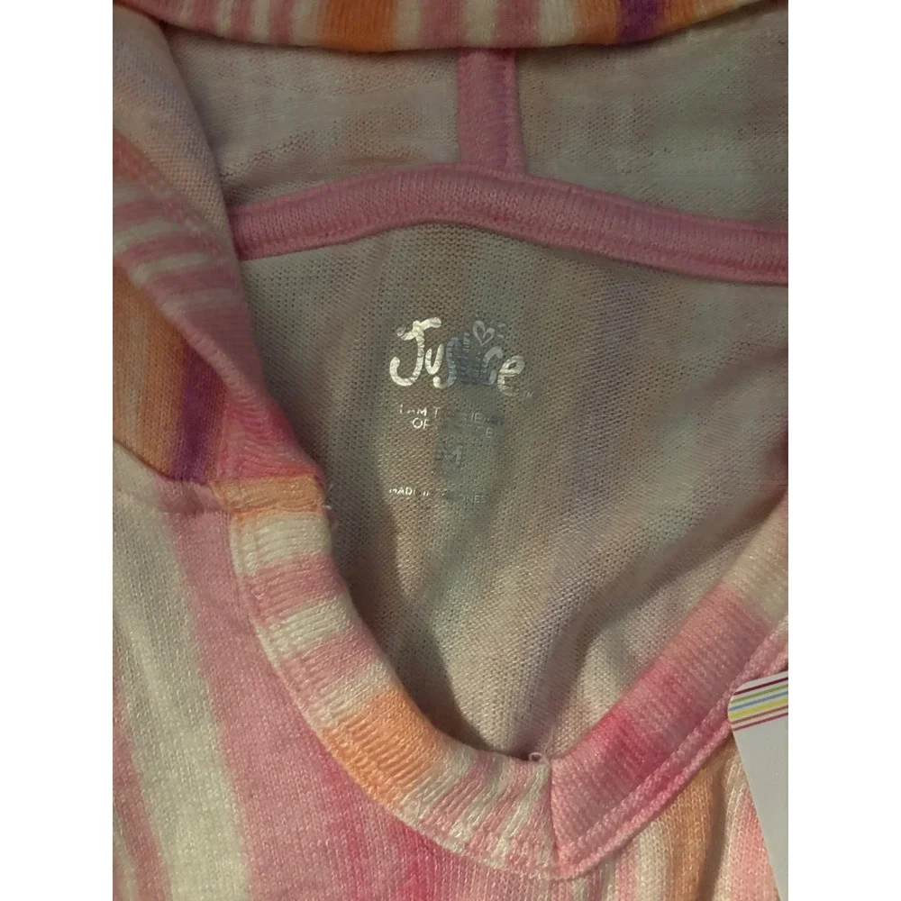 NWT‎ Justice Girls Tie Dye Stripe Hoodie Hooded Pullover Pocket Top Size M